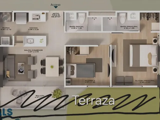 Apartamento en Sabaneta en Ancón Sur