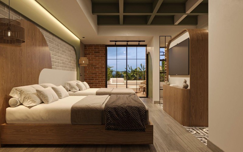 Premium suite with private terrace and spectacular views. Design that combines luxury and functionality, perfect for the high-end rental market. Guaranteed 8% annual return. #LuxuryRealEstate #MedellinInvestment