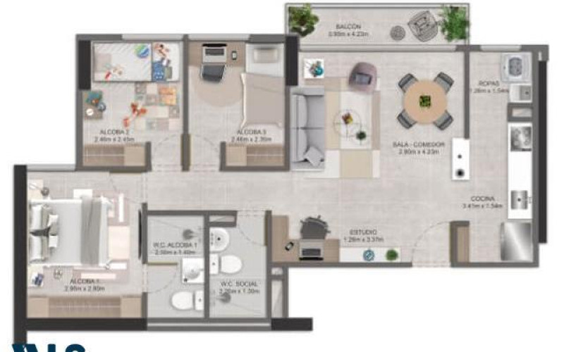 Apartamento en Itagüí en Viviendas del Sur