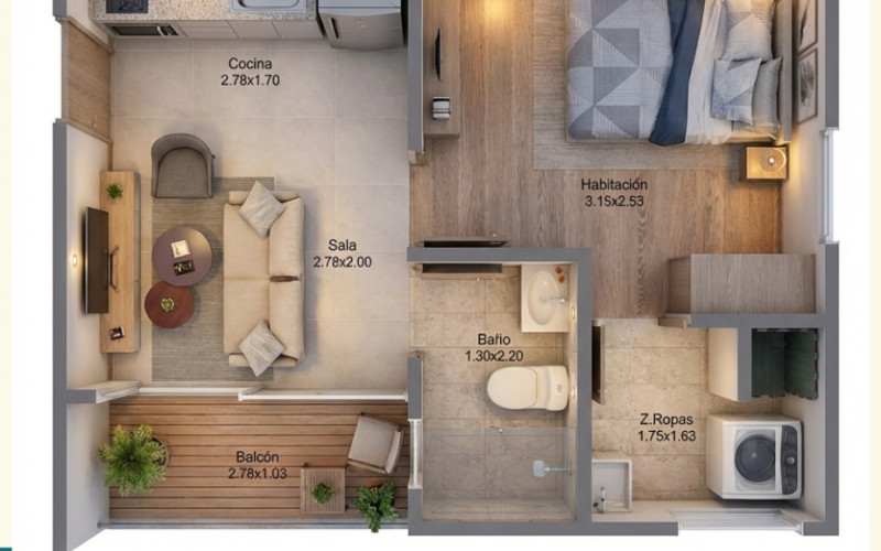 MAYPA Building – Studio Apartment 33 m² – La Playita, Caldas