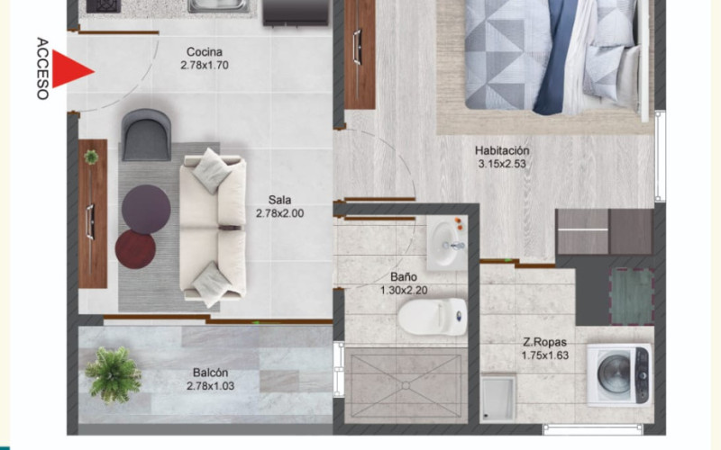 MAYPA Building – Studio Apartment 33 m² – La Playita, Caldas