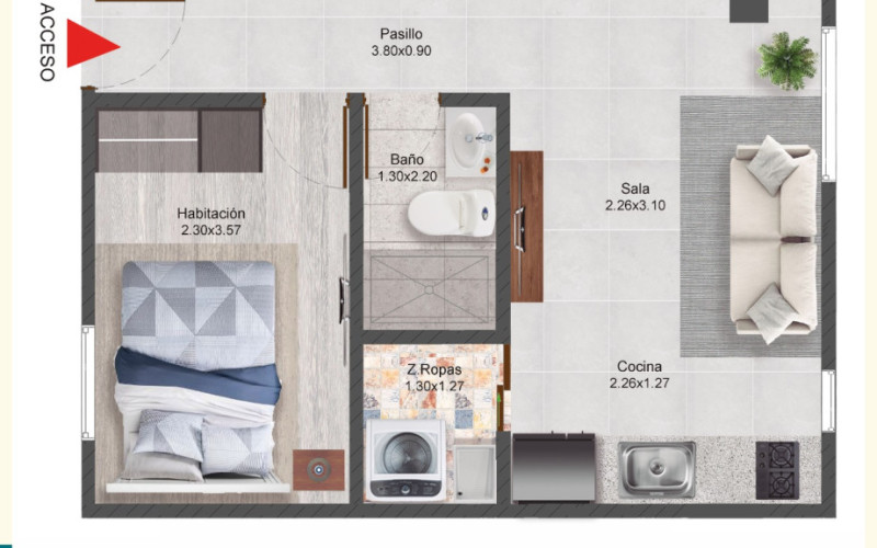 Modern Studio Apartment 30m² - MAYPA Building