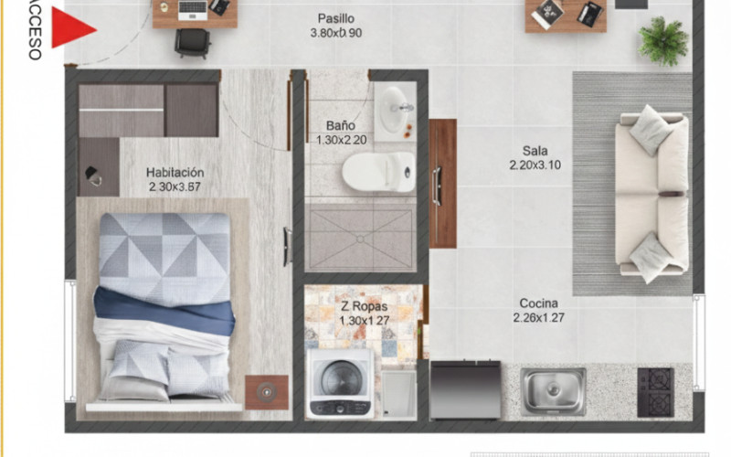 Modern Studio Apartment 30m² - MAYPA Building