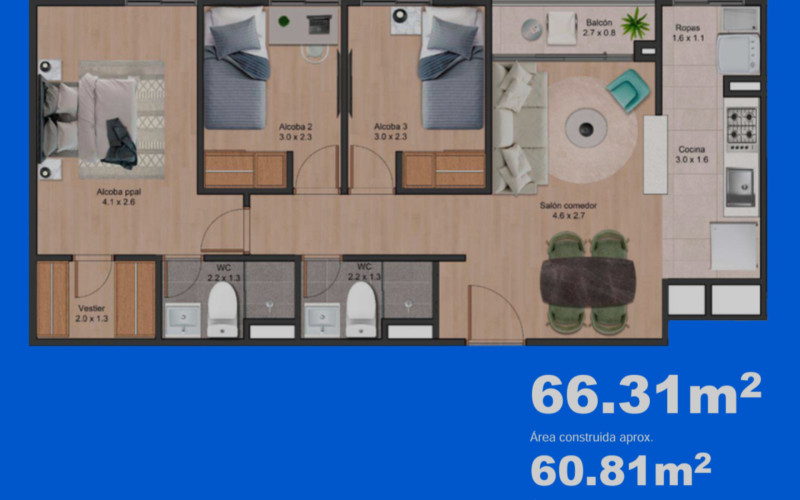 Apartamento en Rionegro en V. Ojo de Agua