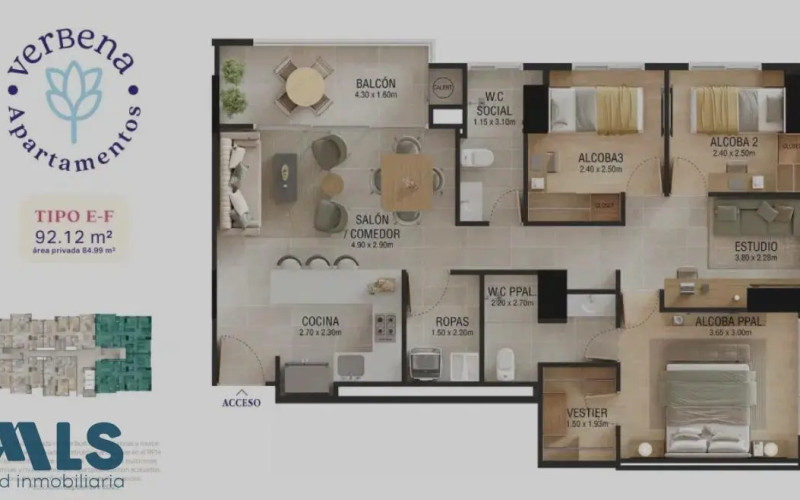 Apartamento en Sabaneta en Loma de San Remo