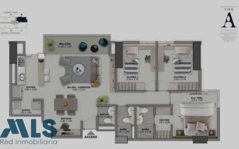 Apartamento en Sabaneta en Las Lomitas